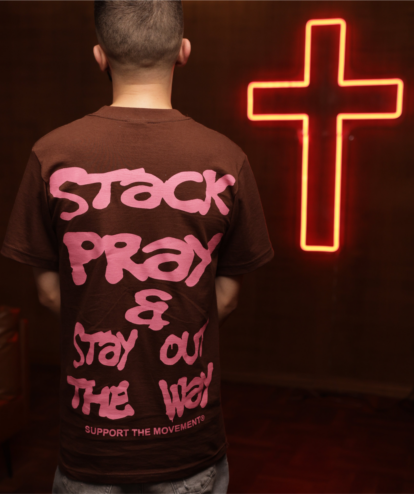 Brown Stack/ Pray Tee