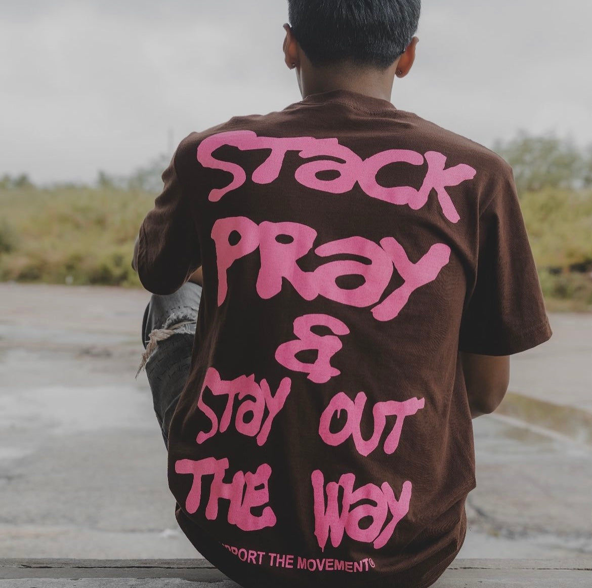 Brown Stack/ Pray Tee